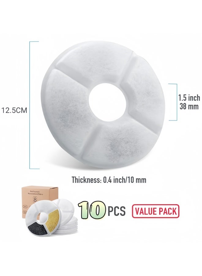 10 عبوات من المرشحات لنوافير المياه للقطط، ومرشحات بديلة لنافورة الحيوانات الأليفة مع الراتنج والكربون النشط لنافورة الشرب لموزع مياه الزهور الأوتوماتيكي - Image 3